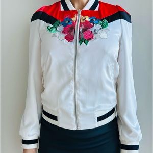 Maje Satin Bomber Jacket - White 38
